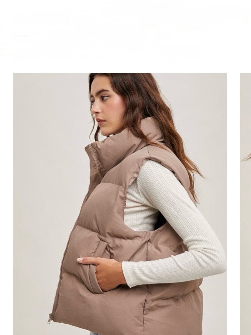 Bluivy Neutral Taupe Quilted Puffer Vest - Picture 13 of 14